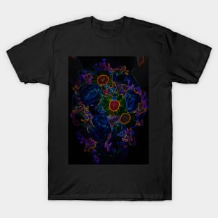 Black Panther Art - Flower Bouquet with Glowing Edges 1 T-Shirt